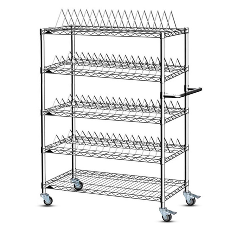 Antistatic Carbon Steel Wire Storage Shelf Trolley Turnover Cart ESD Dolly Ln-1530607