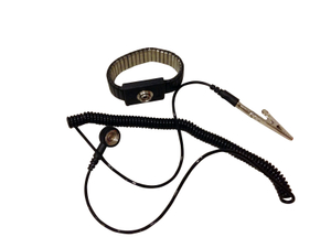 Black Metal ESD Wrist Strap PU Grounding Cord