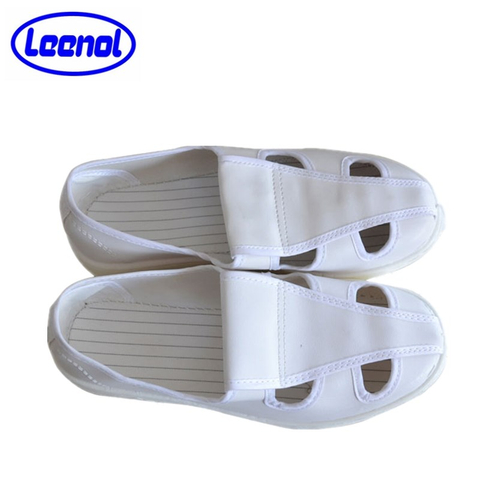 LN-1577105 PVC Anti-static Shoes for Clean Room White Four-hole Breathable ESD Work Shoes