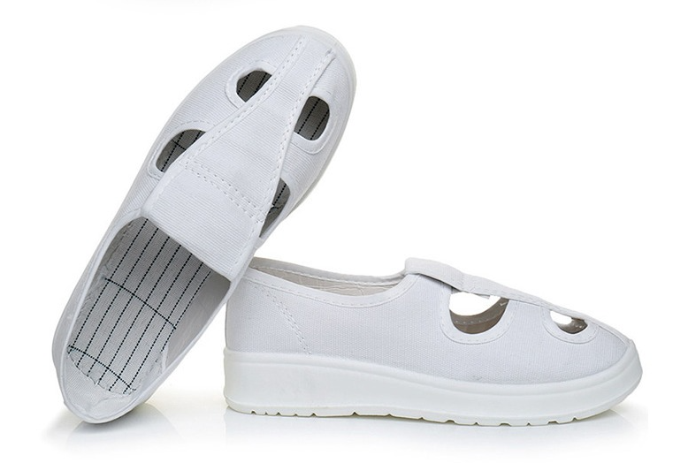 LN-1577103 Anti-static Work Shoes Pu White Anti-static Four-hole Dust-free Slippers for Clean Room
