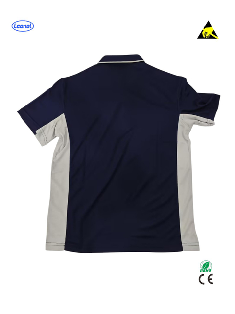 LEENOL ESD Short Sleeve Polo Shirt Composition: 98% polyester fiber, 2% conductive wire