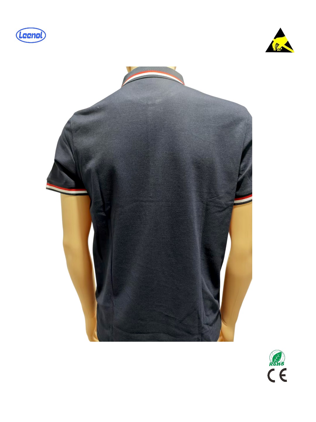 LEENOL ESD Short Sleeve Polo Shirt Composition: 40% Cotton, 58% Polyester Fiber, 2% Conductive Wire ESD T-Shirt
