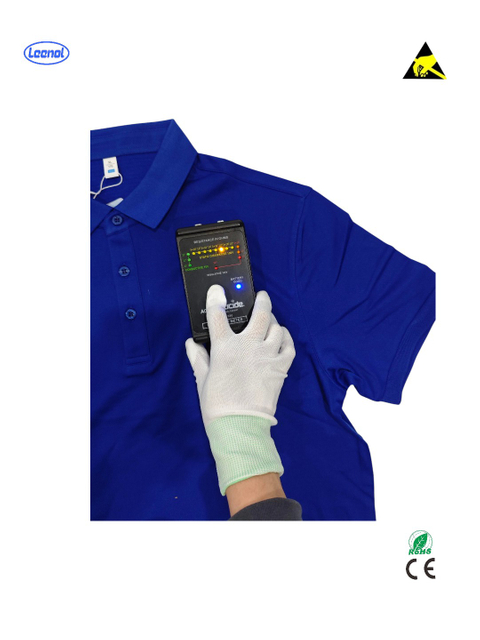 LEENOL ESD Short Sleeve Polo Shirt Anti-Static Polo Shirt Moisture-Wicking Workwear Industrial Work T Shirts