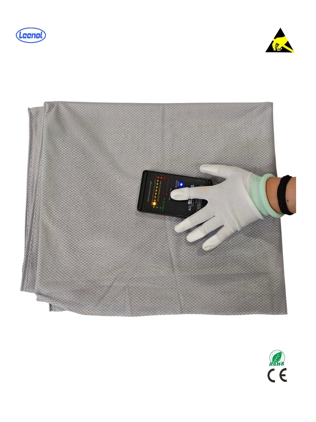 LEENOL Cleanroom Dustproof 94% polyester, 6% conductive wire 4mm New anti-static fabric now available—cool and breathable