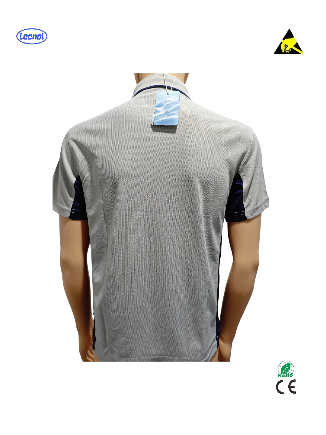 LEENOL ESD Short Sleeve Polo Shirt Composition: 98% polyester fiber, 2% conductive wire