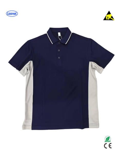 LEENOL ESD Short Sleeve Polo Shirt Composition: 98% polyester fiber, 2% conductive wire